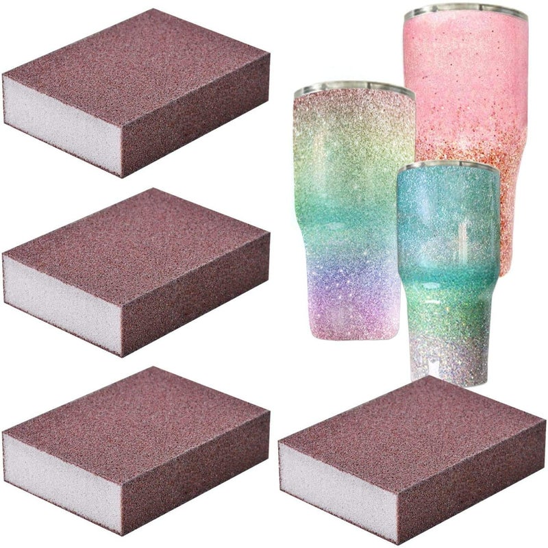 YAROMO Sanding Sponge for Epoxy Glitter Tumblers, 4 Pack Epoxy Grinding Blocks Apply to Remove Smudges and Bumps, Superfine Epoxy Refinishing Papers for Making Glitter Tumbler Cups - Image 1